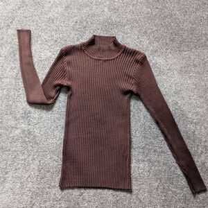 Brown Ribbed Long Sleeve Sweater